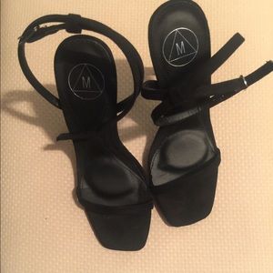Misguided black square toe heels